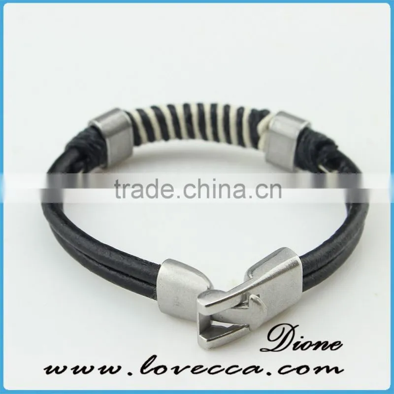 Wholesale cheap engraved braided leather bracelet with fashion charm and stainless steel buckle