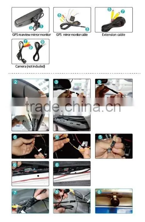 4.3 inch HD 1080P rearview mirror GPS for car dvr car black box interior mirror