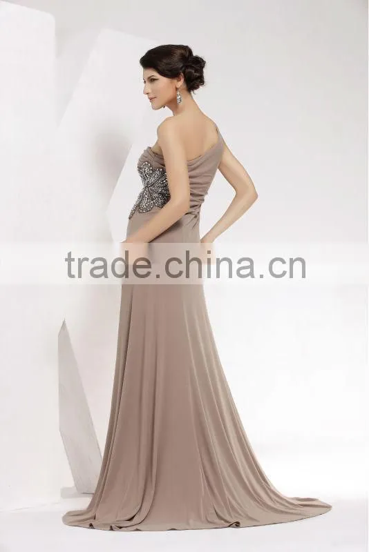 one shoulder embroidered spandex cotton maxi nice party dress