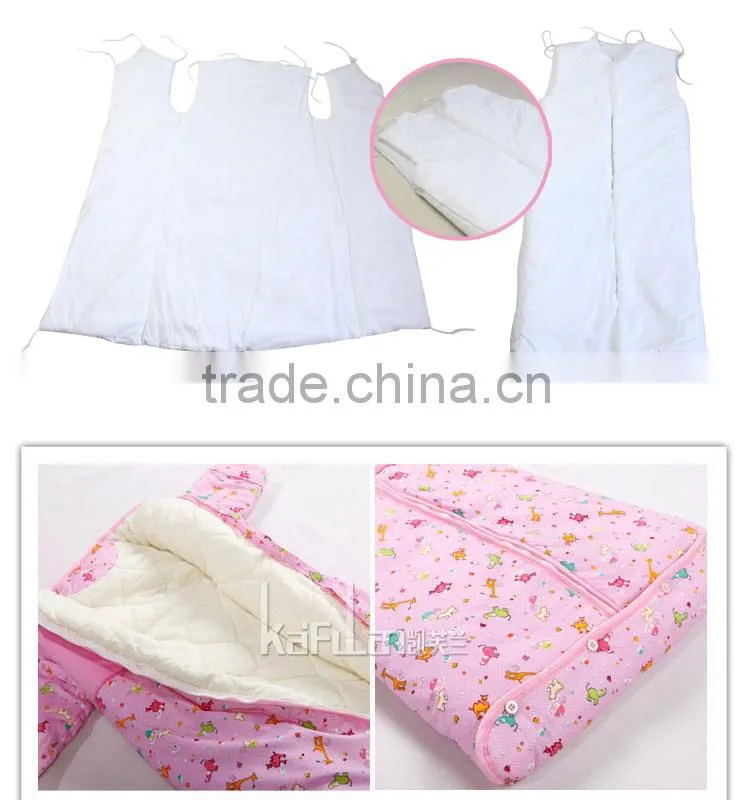Infant kids anti kicking quilt sleeping bag for four seasons detachable fillings pink style