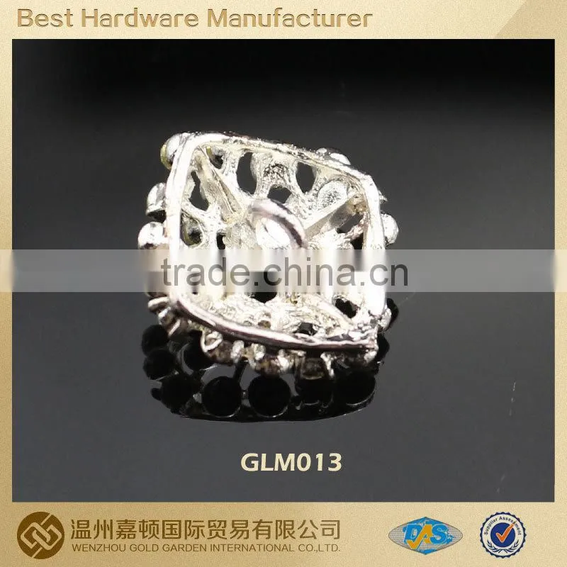 20mm square pearl and crystal rhinestone button