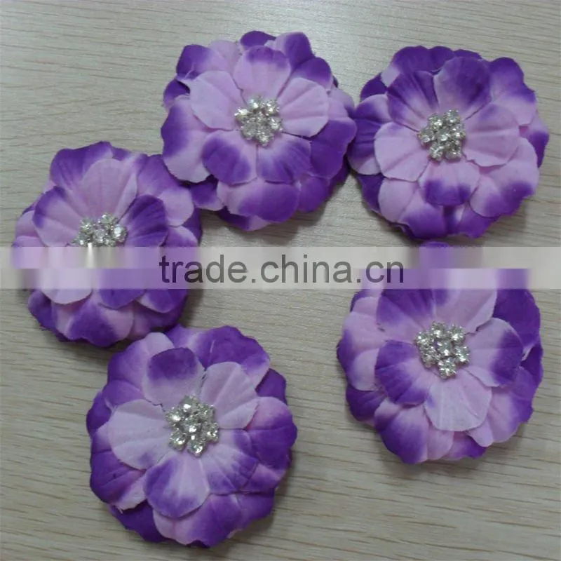 Handmade Fabric Purple Flower With Beads