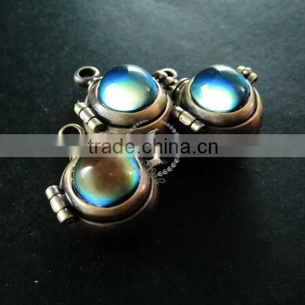 20mm vintage style brass bronze steam punk vial pendant charm box with color change mood stone cabochon supplies 1810416