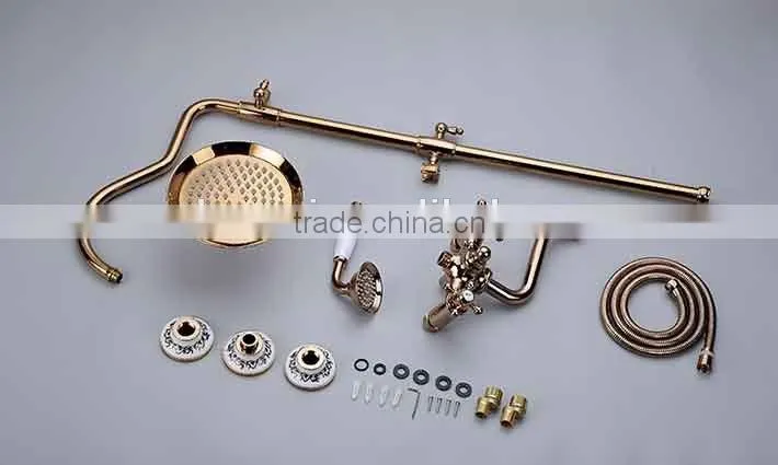 New arrival in wall rose gold rainfall shower head shower set