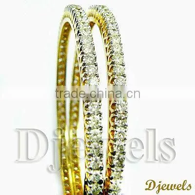 Diamond Studded Gold Bangles, 14 K Gold Diamond Bangles, Jewellery
