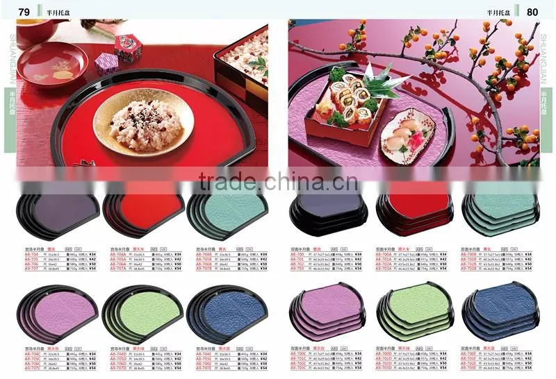Fashion semicircular plastic colorful food tray