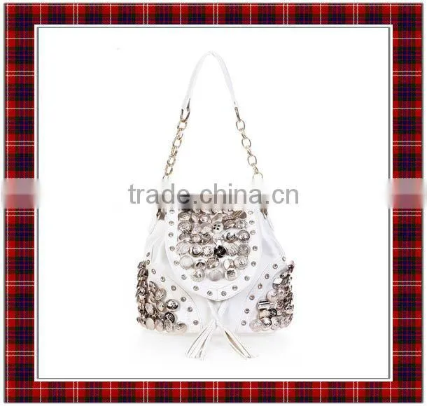 2015 New Model Korean Fashion Button Diamond Retro Popular Tassel Backpack/Crossbody Bag (BCC029-1)