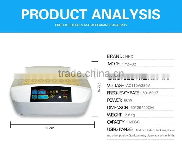 Automatic YZ-32 hatching machine turkey egg incubator price