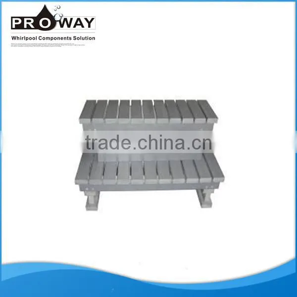 PS Material Panel Hot Tub Two Tier Steps With Drawer Plastic Swim Pool Tub Composite Side Wood Plastic Foot Step Of Tub