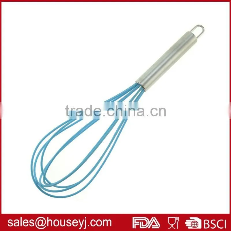 5 wires 12 inch silicone egg whisk manual silicone egg beater with s/s handle