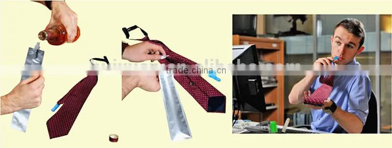 Creative Tie Flask / microfiber tie with secret hidden wine flask / plastic drinking flask