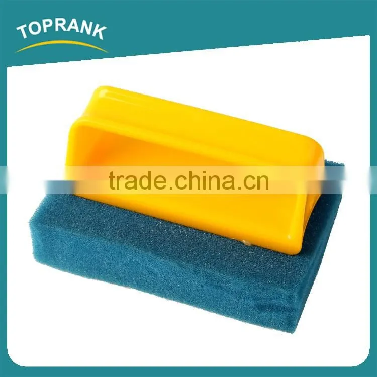 Toprank Customized Colorful Rectangle Shape Kitchen Cleaning Pads Dish Pot Cleaning Sponge Scouring Brush With Plastic Handle