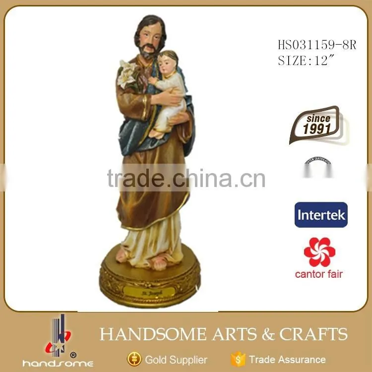 12"polyresin catholic figurine religious madonna and child statue