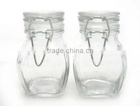 mini kitchen clear /transparent octagon shape glass spice jar with clamp lid