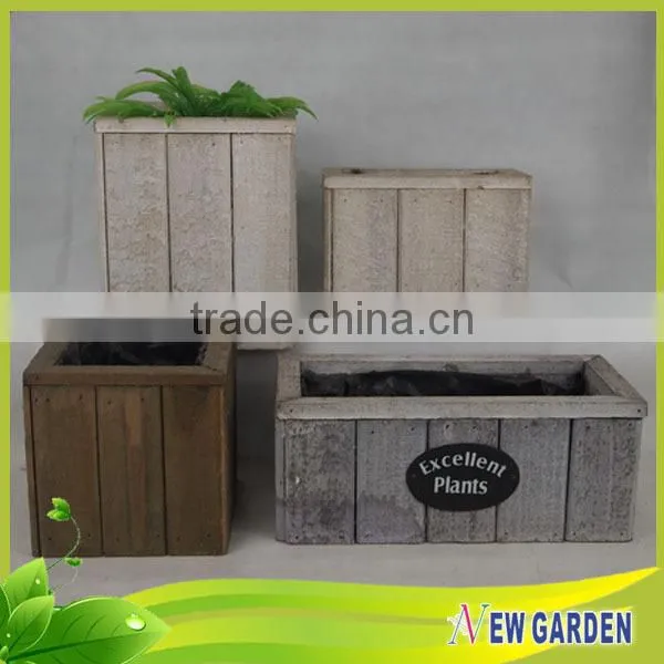Eco-friendly Retangle Wooden planter ,Handmade Slat Wood Basket