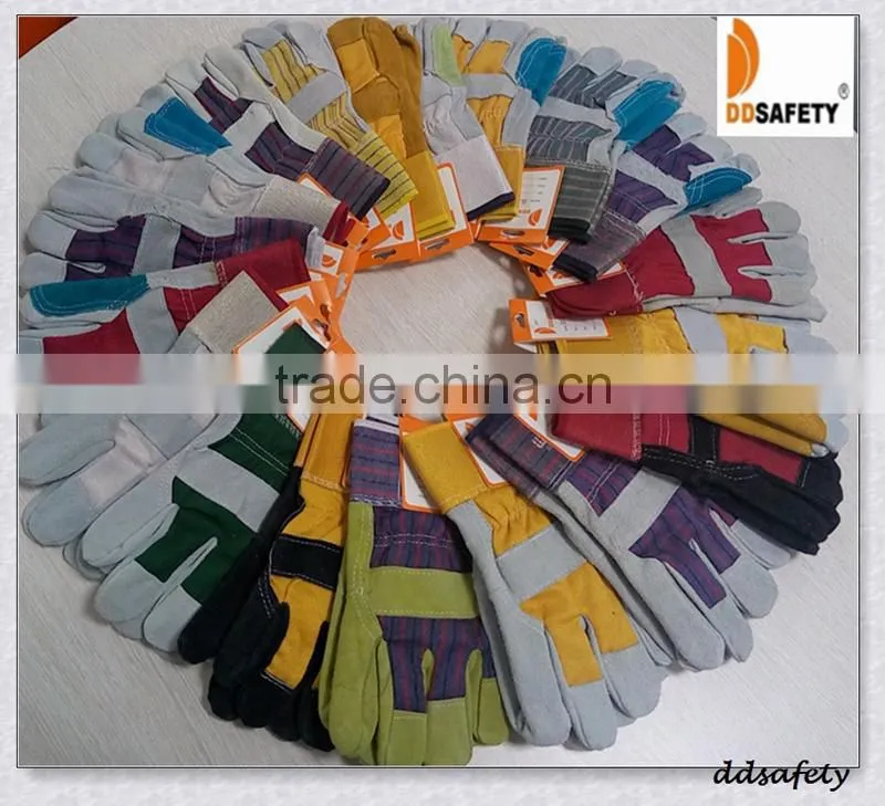 DDSAFETY Hot Sale 2016 Working Yellow Cow Split Leather Glove Safety Glove