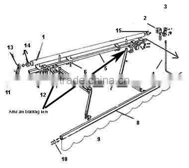 quality electric remote control awning, tubular motor