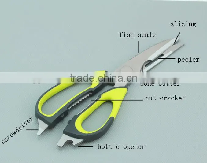 Colourful Handle Separable Kitchen Scissors with 8 Functions
