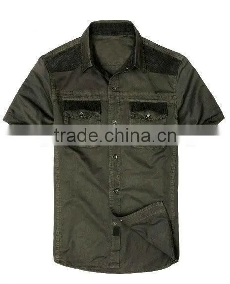 Men's spring & summer 100% cotton breathable short-sleeved tactical shirts