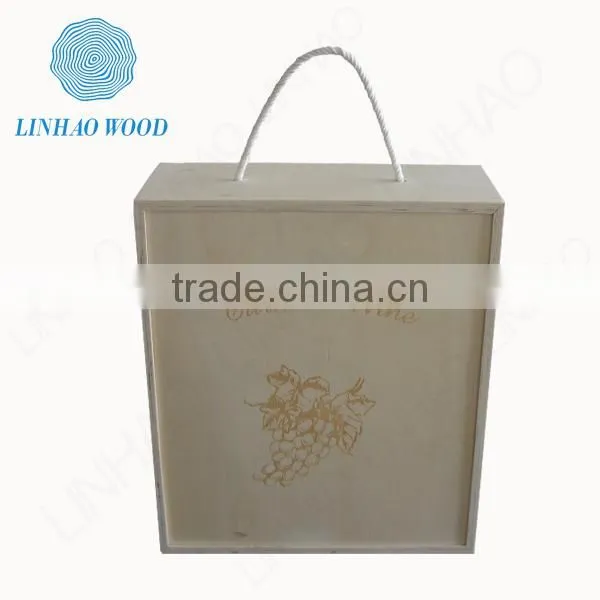 natural pine wine box, unfinished pine wine box, wooden wine box for whisky