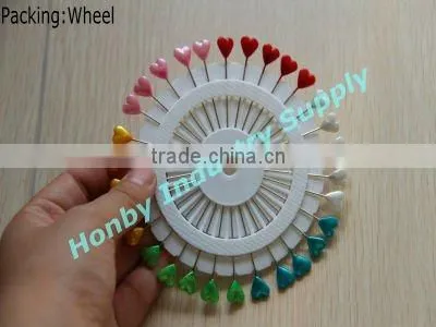 Pin wheel 55mm heart shape plastic pearl head pin