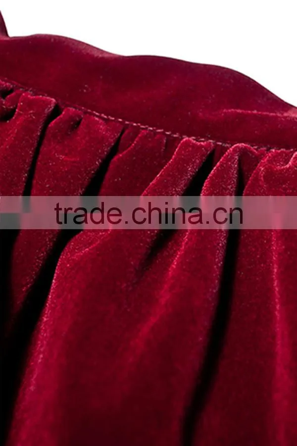OEM Service High Quality Pleated Red Velvet Skirt