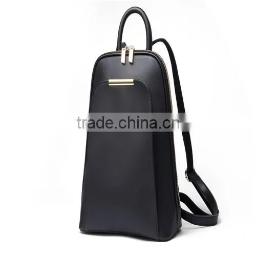 2016 black pattern leather backpack girl school bag