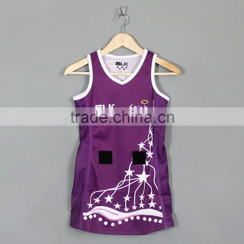 Wholesale custom girls sexy sublimation sport netball uniform dress, netball jersey skirts