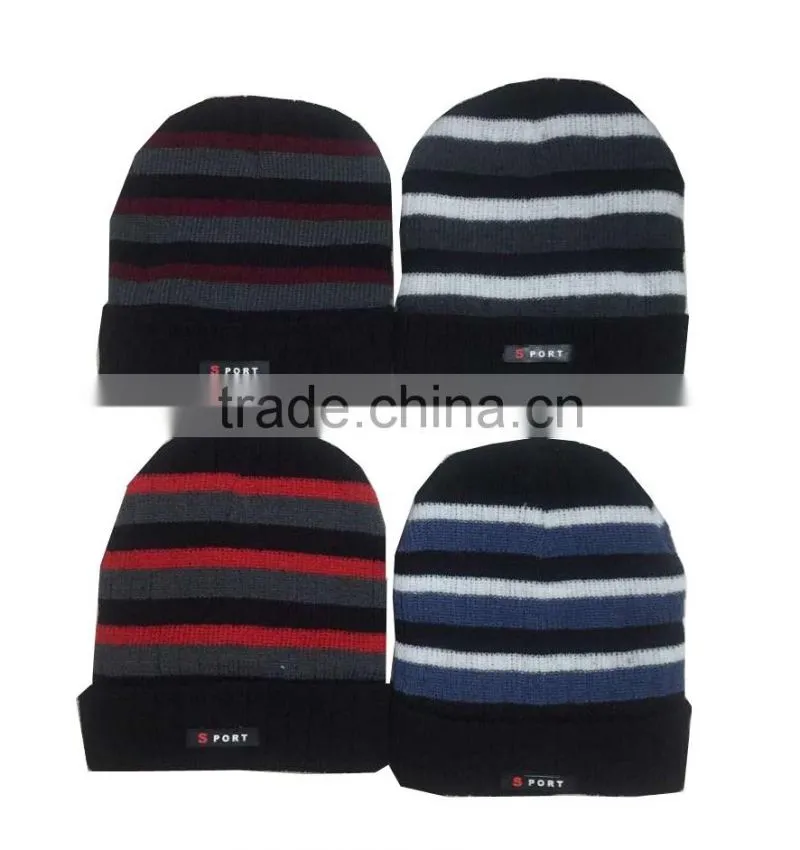winter warm thick knitted polyester beanie hat
