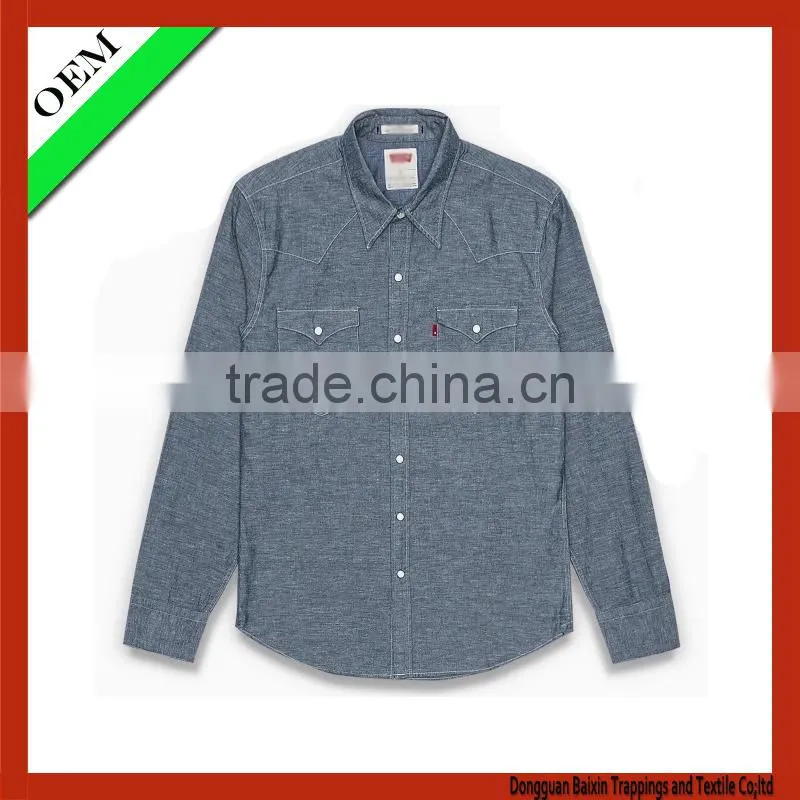 2015 high quality Jean Shirt With long Sleeve OEM