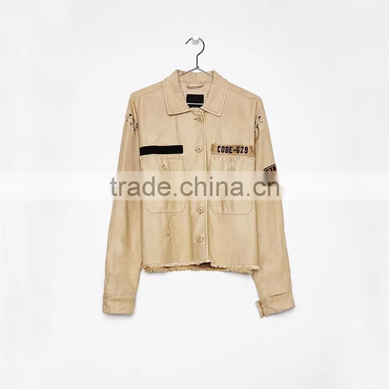 Buy jackets online ladies light short cotton overshirt military jacket