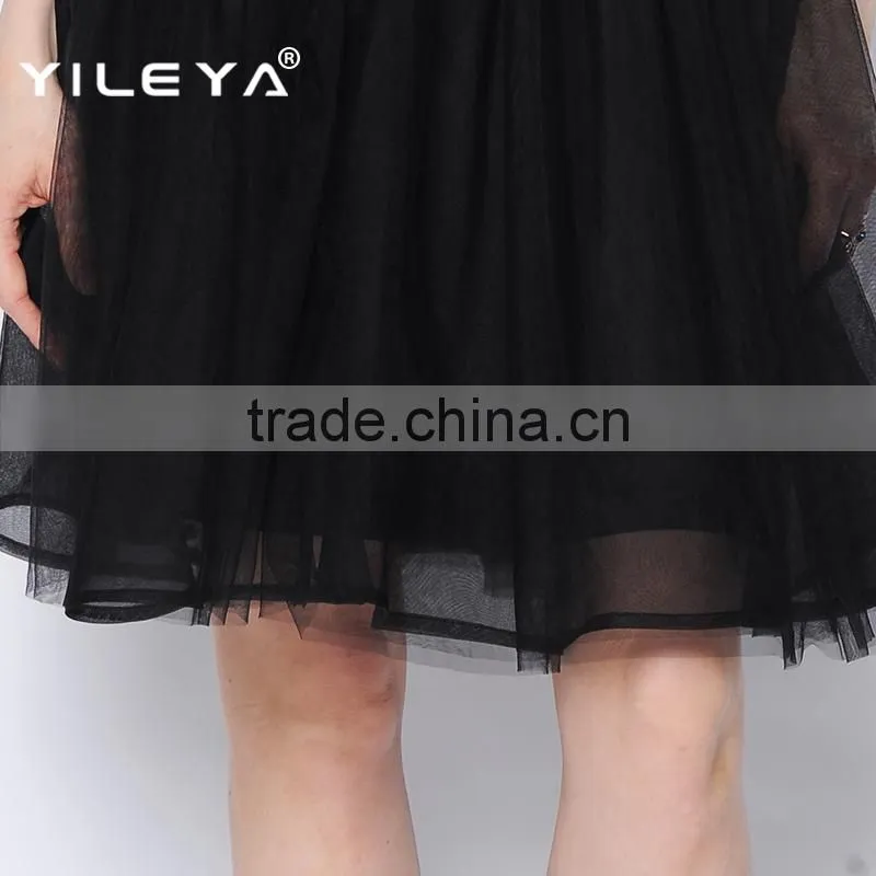 latest woman elastic waist muti layers white fluffy tutu skirt for adult