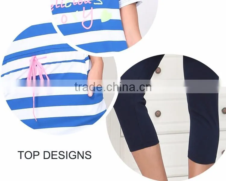FANCY LADY PAJAMA SET S/S O-NECK STRIPED DESIGN FAMILY PAJAMAS KNITTED