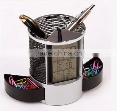 Multifunctional Home Office Digital Snooze Alarm Clock Pen Holder