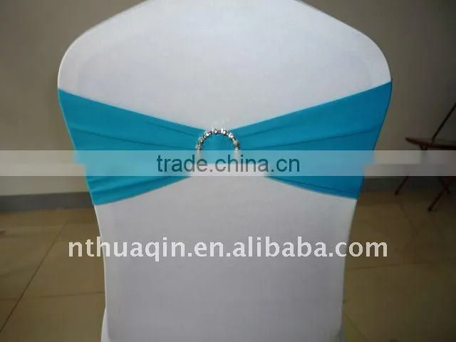 Turquoise spandex band with diamond buckle spandex chair cover band Spandex band with diamond buckle for chair cover