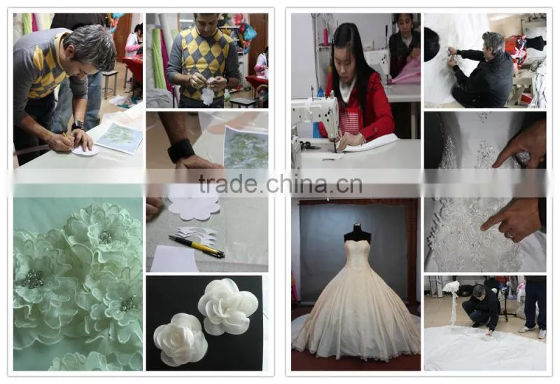 A-Line Strapless Long Trailing With Beaded Sash wedding dress AS01202