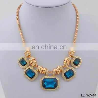 Glass ruby crystal and gold palting imitation fashion factory wholesale necklace jewelry