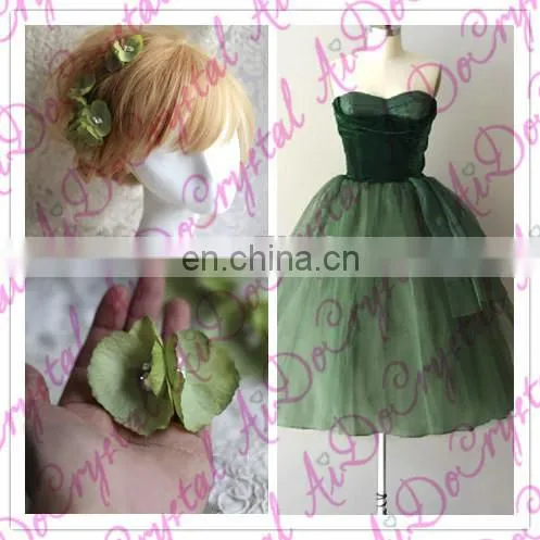 Aidocrystal green flower hair trim piece hair clip,green hair piece pins floral tiaras