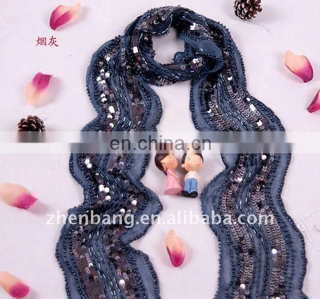 Jewellery Embroidered Long Silk Scarf
