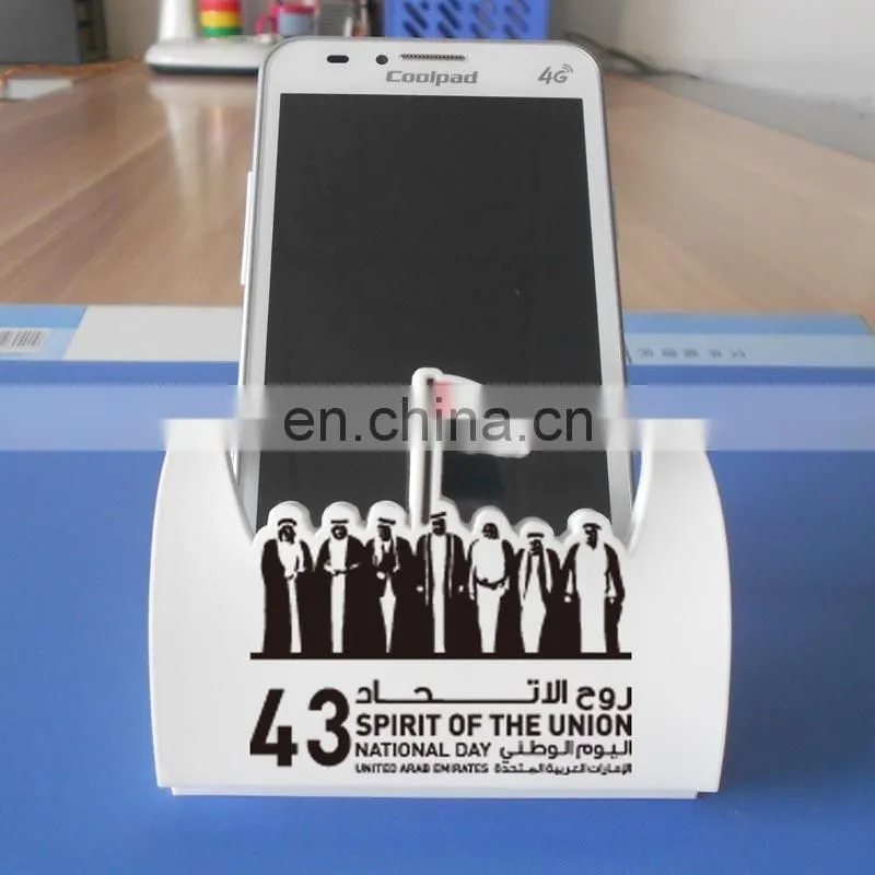 custom 3d pvc embossed design mobile phone holder/phone display stand