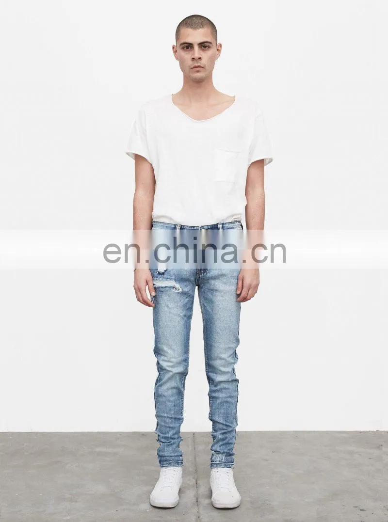 DiZNEW Destroyed stretch denim jeans rips skinny denim man jeans pant ripped jeans