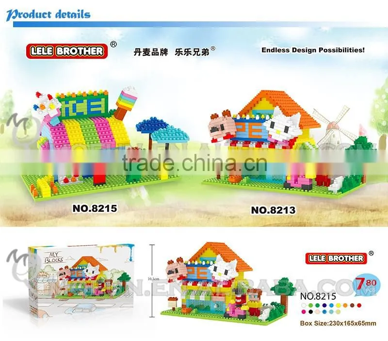 Mini Qute Lele Brother kawaii Pet shop kids gift plastic building blocks cartoon model educational toy NO.8215