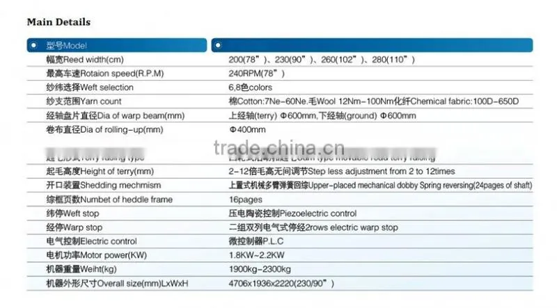 China loop towel jacquard rapier loom machine