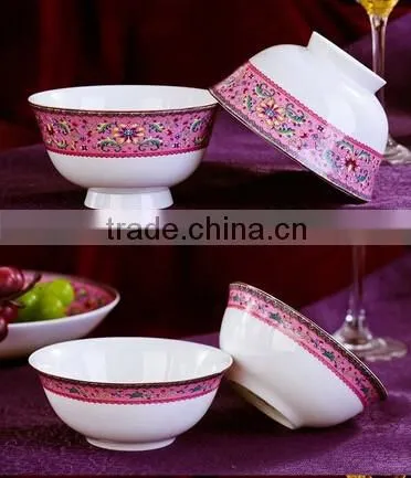 56 pcs pink with white ceramic dinner plate