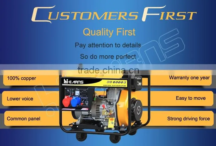 High quality 5KW open frame 400V diesel generator