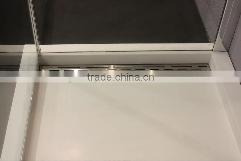linear stainles steel shower drain with vertical outlet