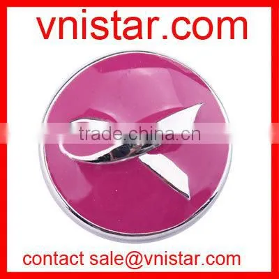 vnistar pink crystal ribbon snap button charm NC628-4, fit button ring and button bracelet