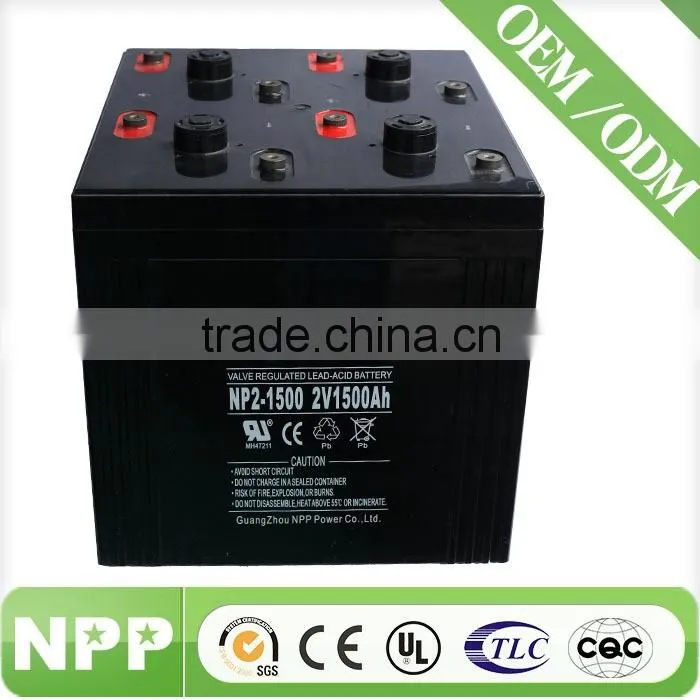 2v1500ah Maintenance free SLA solar battery for lighting equipment