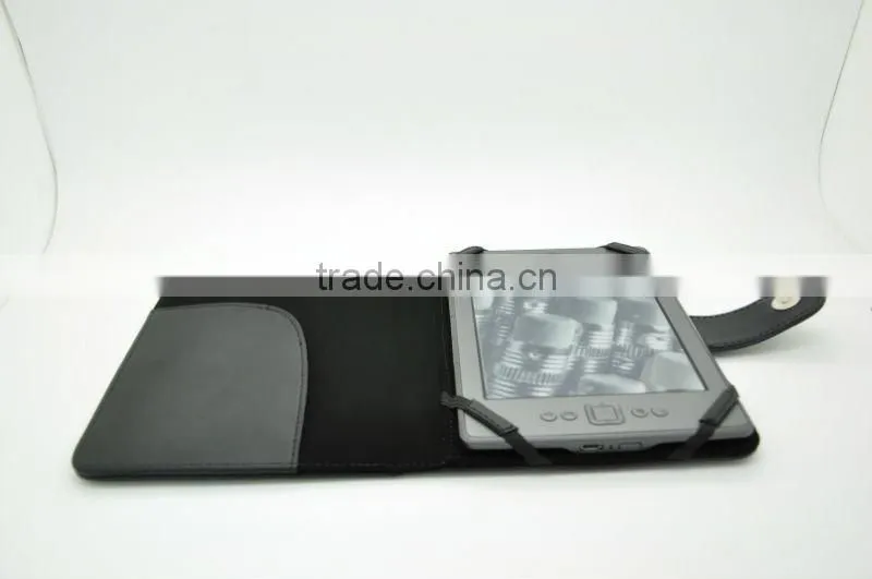 2014 High quality Black Leather Case Cover For Amazon Kindle 4 4th 6 inch E-ink,Folio case, Tablet Leather case