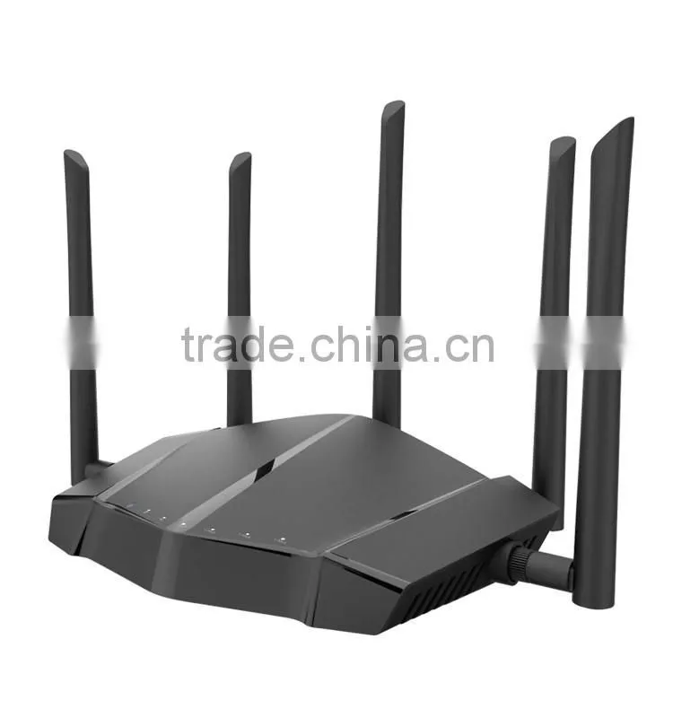 2016 New : 11AC 1200Mbps high power dual-band wireless router with 5*5dbi high gain detachable antenna